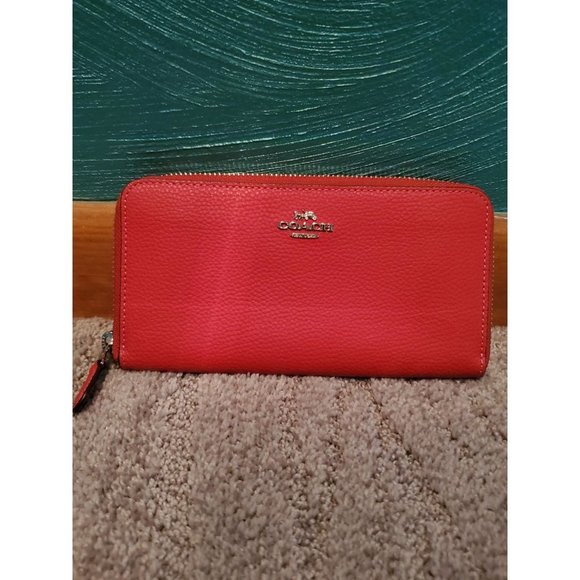 Coach Handbags - Red Coach Zip Around Wallet *Please See Pictures and Description